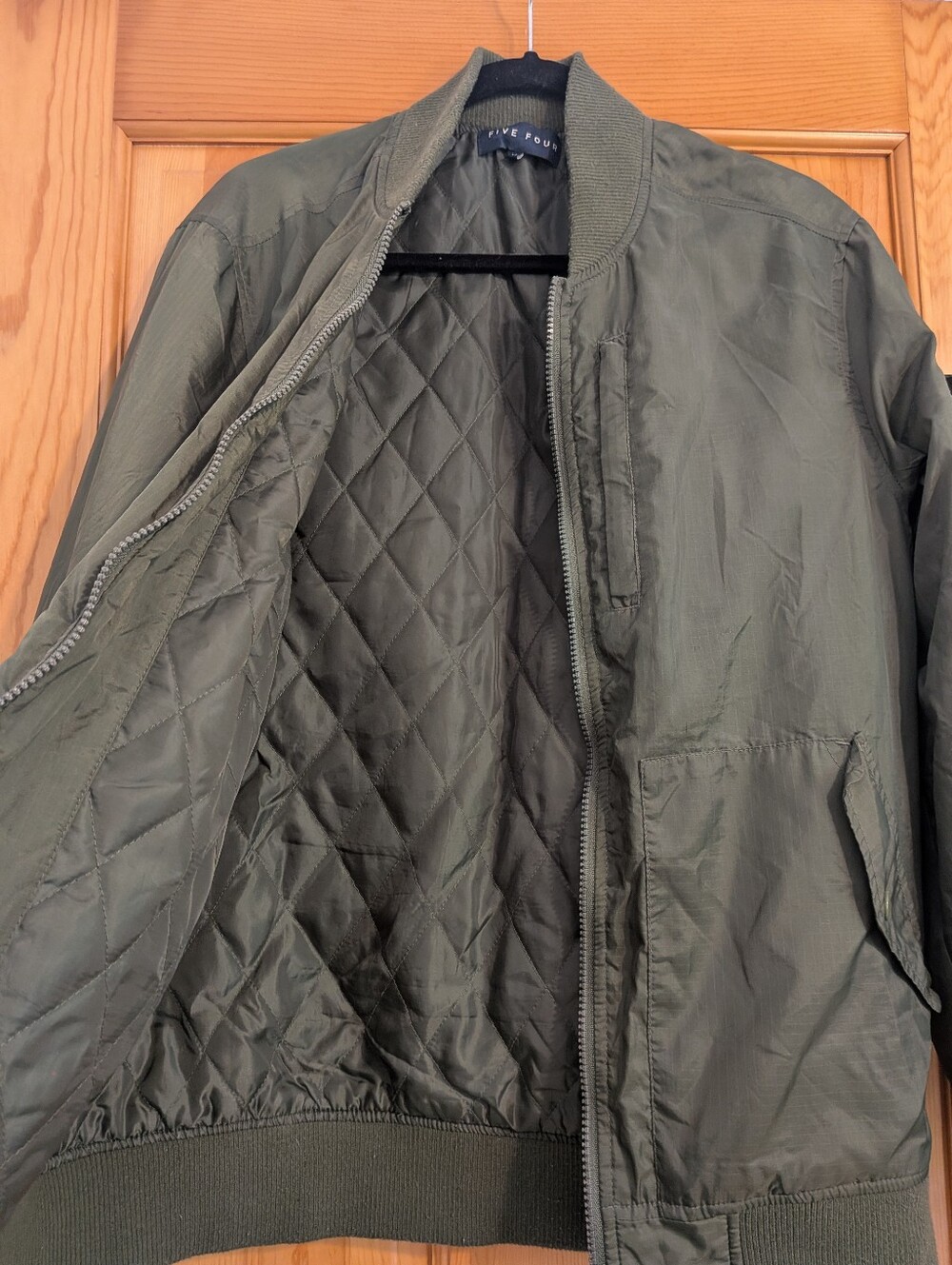 Five Four Olive Bomber Jacket with Utility Sleeve Pocket Size M - Picture 4 of 5